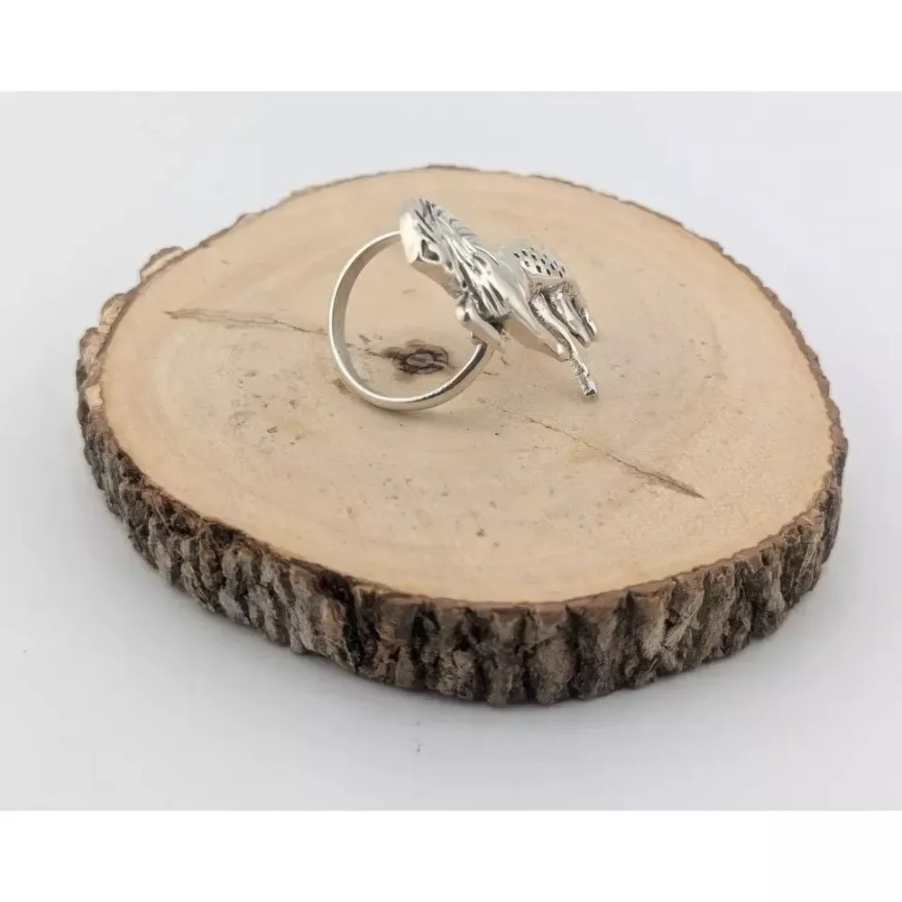 Navajo Sterling Silver Horse‎ Bypass Band Ring Native American Jewelry Sz 12US**